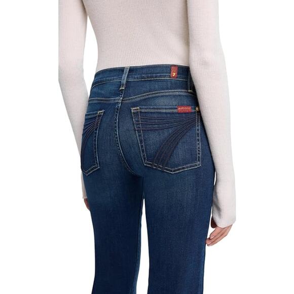 7 FOR ALL MANKIND Womens Tailorless Dojo Flared Jeans Size 27 US 4 Dark Blue NWT - Picture 4 of 14